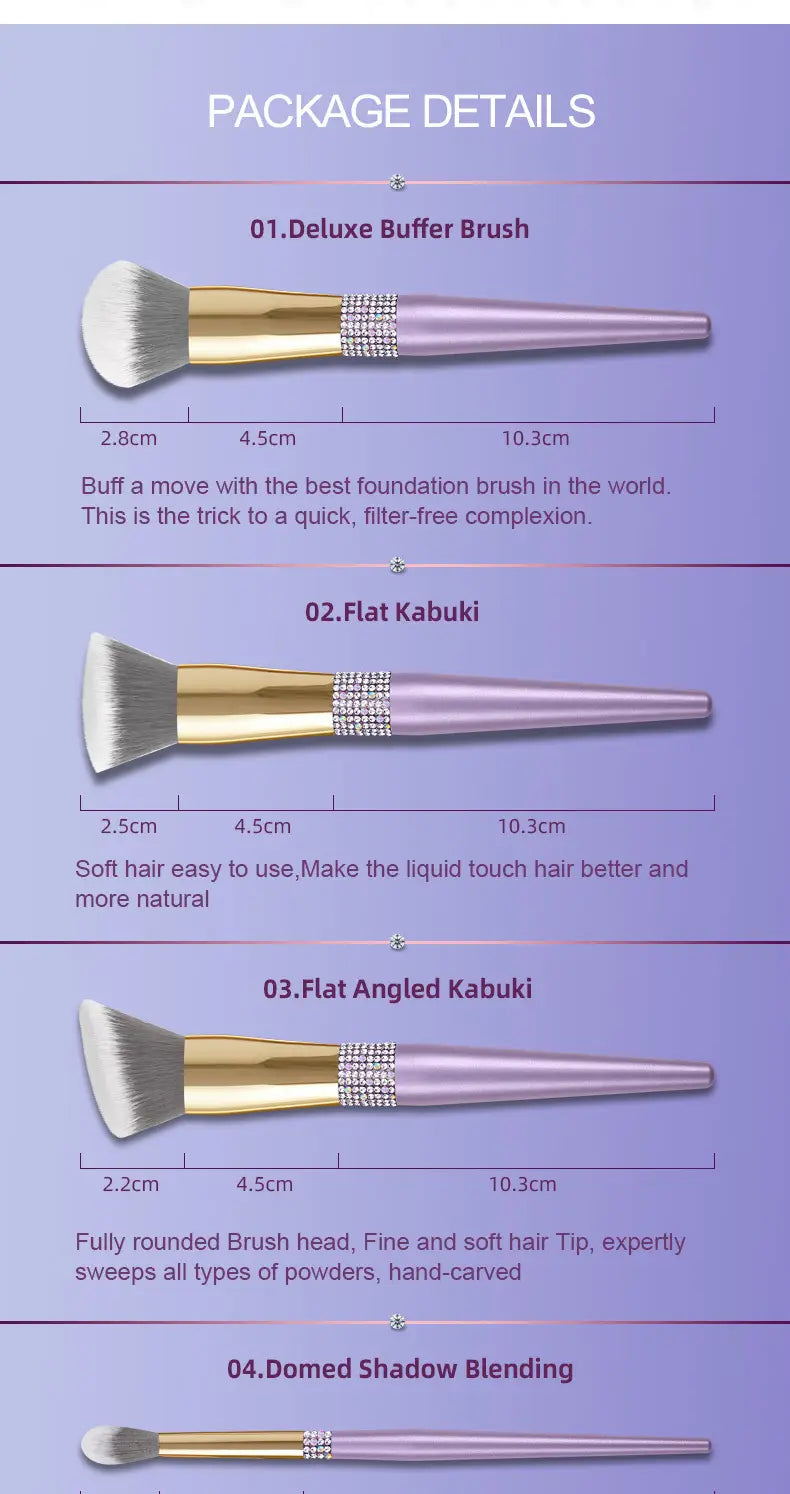 Lilac Purple Makeup Brush Set with 10 Artificial Fiber Brushes