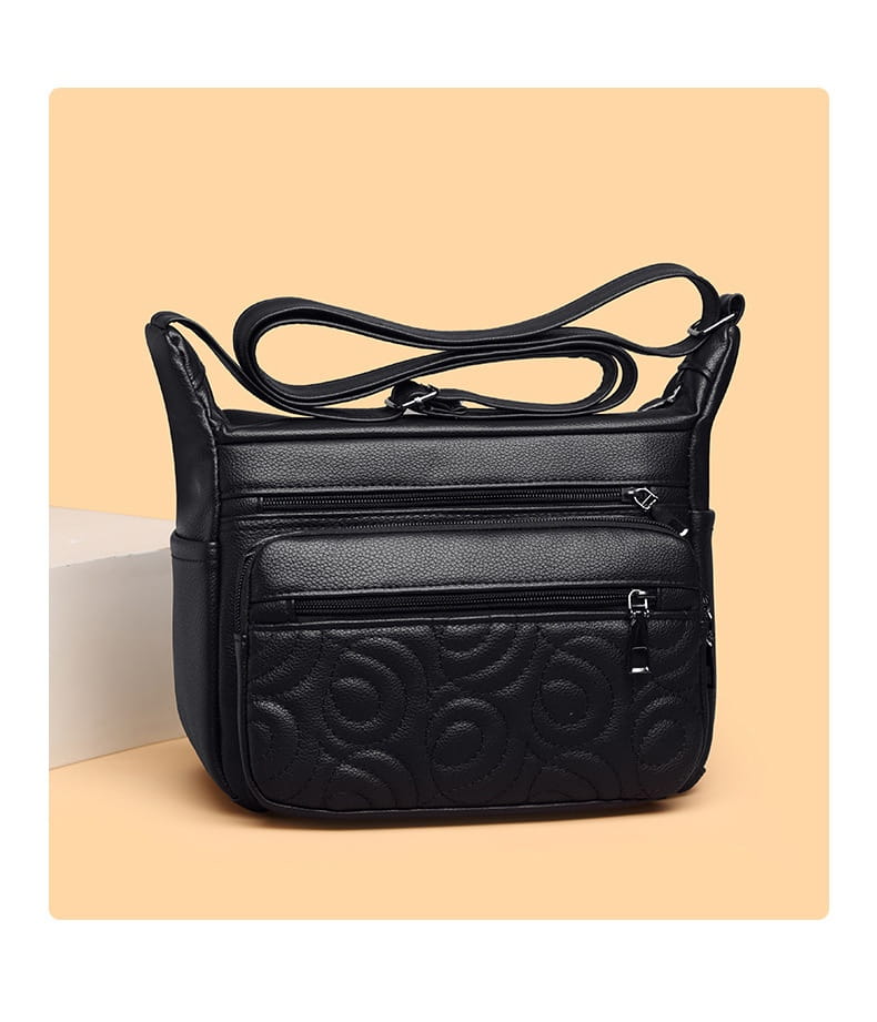 Embossed Casual Fashion Shoulder Messenger Bag with Sandwich Pocket