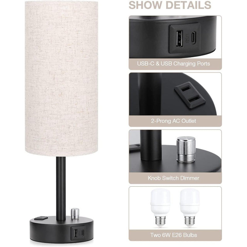 Fabric Table Lamp with Rotary Switch Electrodeless and Dimming Options - rotary switch electrodeless dimming fabric