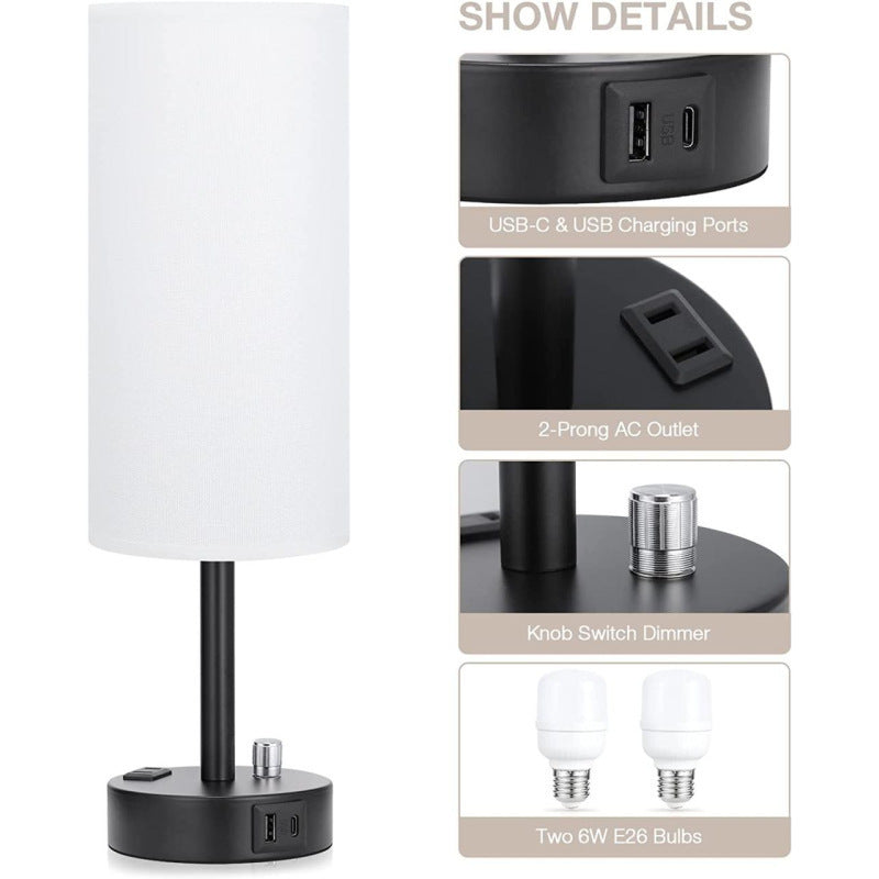 Fabric Table Lamp with Rotary Switch Electrodeless and Dimming Options - rotary switch electrodeless dimming fabric
