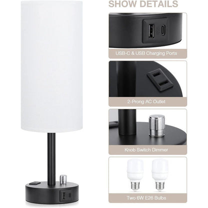 Fabric Table Lamp with Rotary Switch Electrodeless and Dimming Options - rotary switch electrodeless dimming fabric