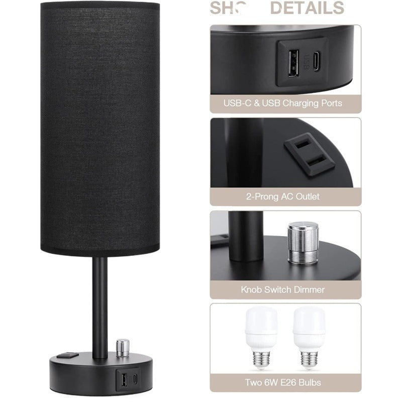 Fabric Table Lamp with Rotary Switch Electrodeless and Dimming Options - rotary switch electrodeless dimming fabric