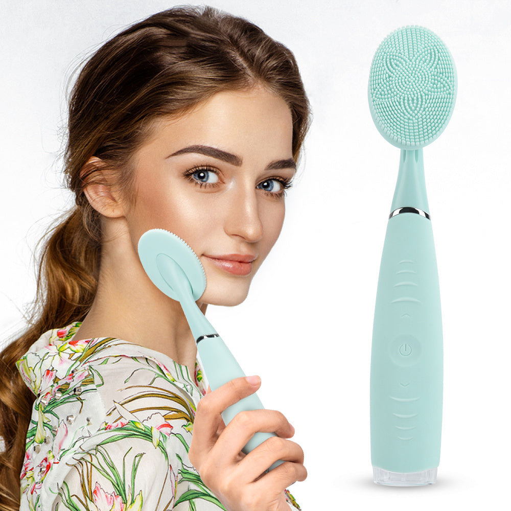 Gentle Silicone Facial Cleansing Brush for All Skin Types - Portable Silky Smooth facial cleansing brush