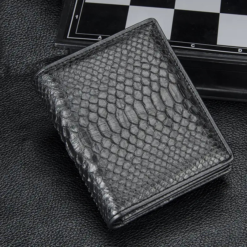Leather Crocodile Wallet with Card Slots and Horizontal Design