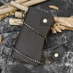 Men’s Crazy Horse Leather Long Chain Anti-theft Wallet - Crazy Horse Wallet: Anti-Theft for Wild Adventures