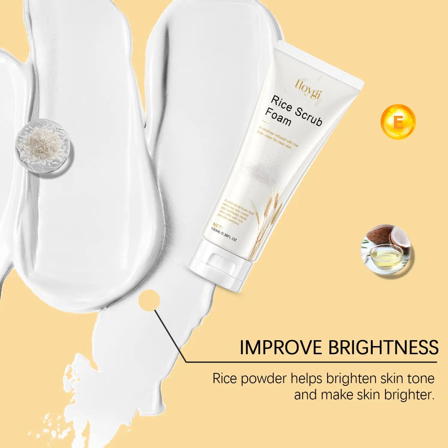 Rice Facial Cleanser Mild with Hyaluronic Acid and Coconut Oil