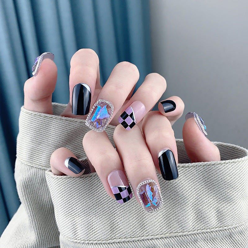Fake Nail Tip Tulip Patch with Starry Sky and Butterfly Design for Ladies - nail tip tulip patch fake