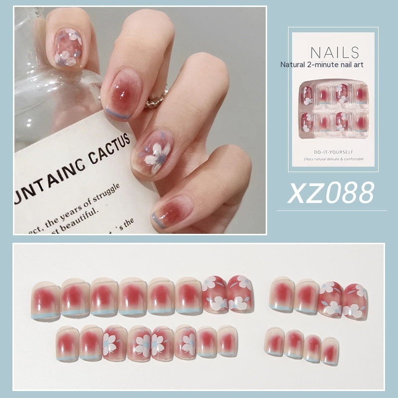 Fake Nail Tip Tulip Patch with Starry Sky and Butterfly Design for Ladies - nail tip tulip patch fake