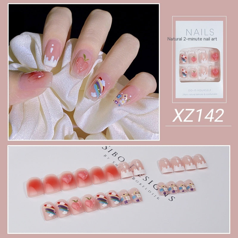 Fake Nail Tip Tulip Patch with Starry Sky and Butterfly Design for Ladies - nail tip tulip patch fake