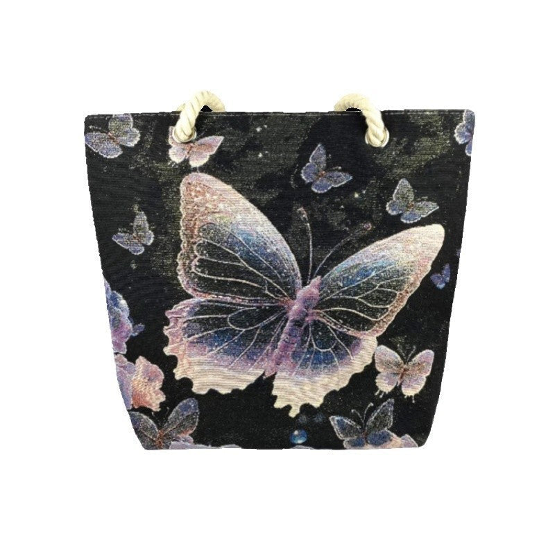 Fantasy Purple Butterfly Silk Embroidered Handbag for Travel and Leisure - Teleplus fantasy purple butterfly gold silk