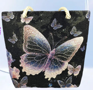 Fantasy Purple Butterfly Silk Embroidered Handbag for Travel and Leisure - Teleplus fantasy purple butterfly gold silk