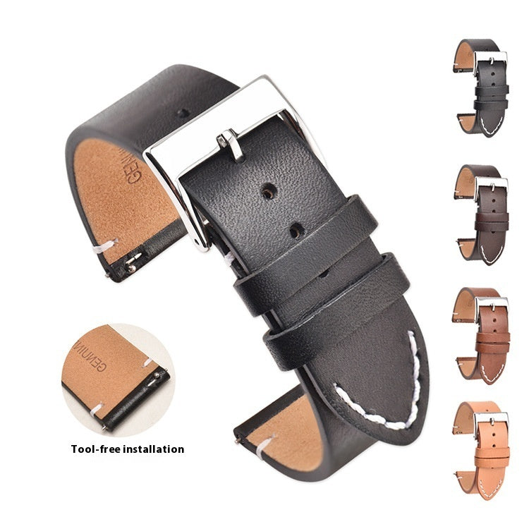 Fashion Artistic Style Leather Watch Strap with Stainless Steel Sizes 12-24mm - for Any Size fashion artistic style