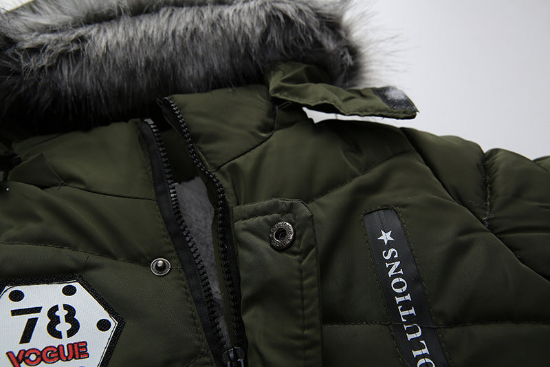 Fashion Boys Thicken Letter Print Hooded Jacket for Kids 3-8 Years - fashion boys thicken letter print