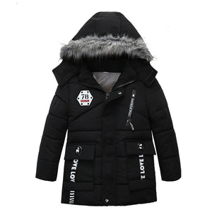 Fashion Boys Thicken Letter Print Hooded Jacket for Kids 3-8 Years - fashion boys thicken letter print