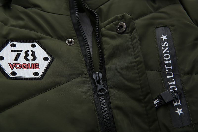 Fashion Boys Thicken Letter Print Hooded Jacket for Kids 3-8 Years - fashion boys thicken letter print