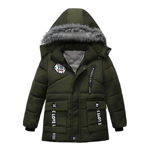 Fashion Boys Thicken Letter Print Hooded Jacket for Kids 3-8 Years - fashion boys thicken letter print