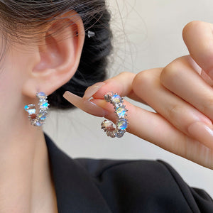 Electroplated Female Alloy Earrings HSLA1802 for United States Buyers - C-Shaped That Circle Back to Your Style united