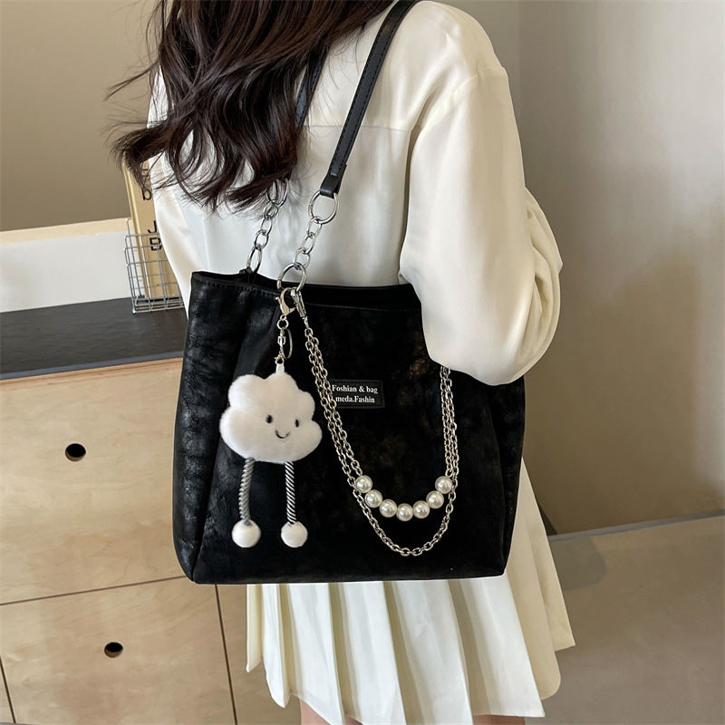 Fashion Capacity Tote with Hanging Piece for Summer and Shoulder - Teleplus Style summer fashion capacity tote shoulder