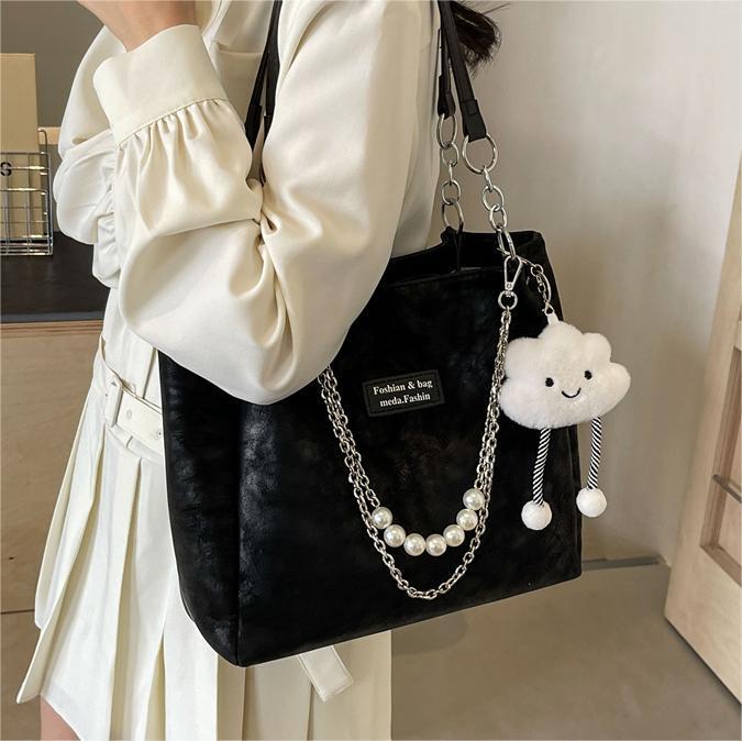Fashion Capacity Tote with Hanging Piece for Summer and Shoulder - Teleplus Style summer fashion capacity tote shoulder