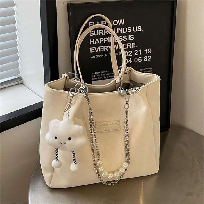 Fashion Capacity Tote with Hanging Piece for Summer and Shoulder - Teleplus Style summer fashion capacity tote shoulder