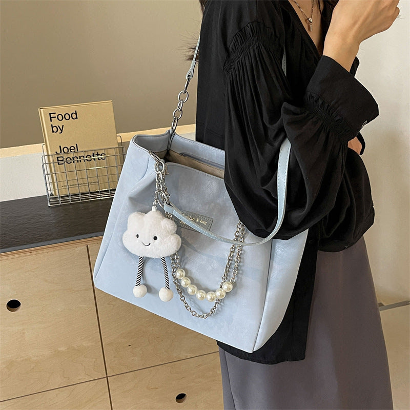 Fashion Capacity Tote with Hanging Piece for Summer and Shoulder - Teleplus Style summer fashion capacity tote shoulder