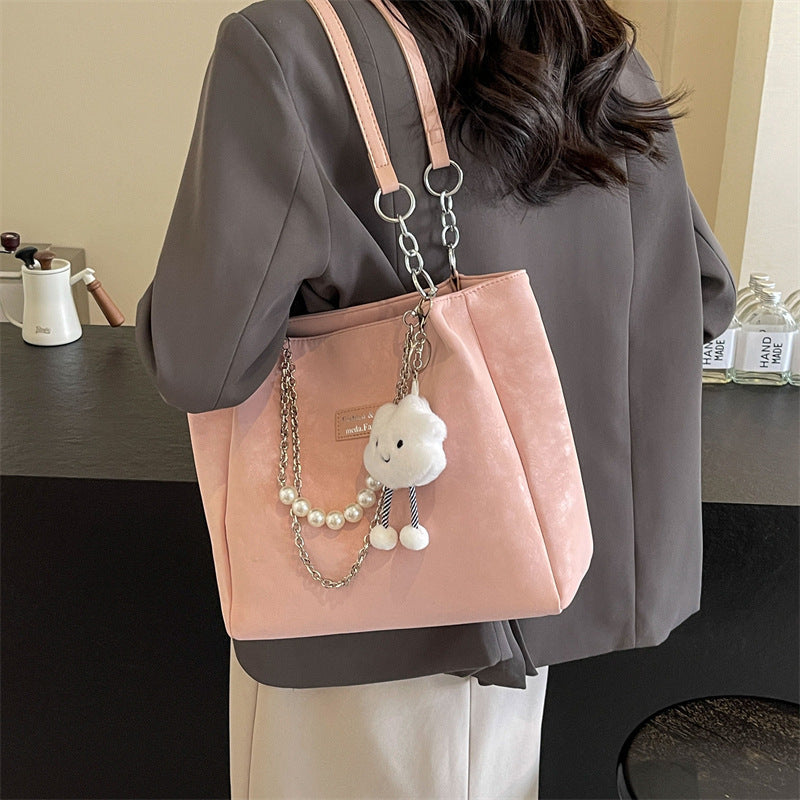 Fashion Capacity Tote with Hanging Piece for Summer and Shoulder - Teleplus Style summer fashion capacity tote shoulder
