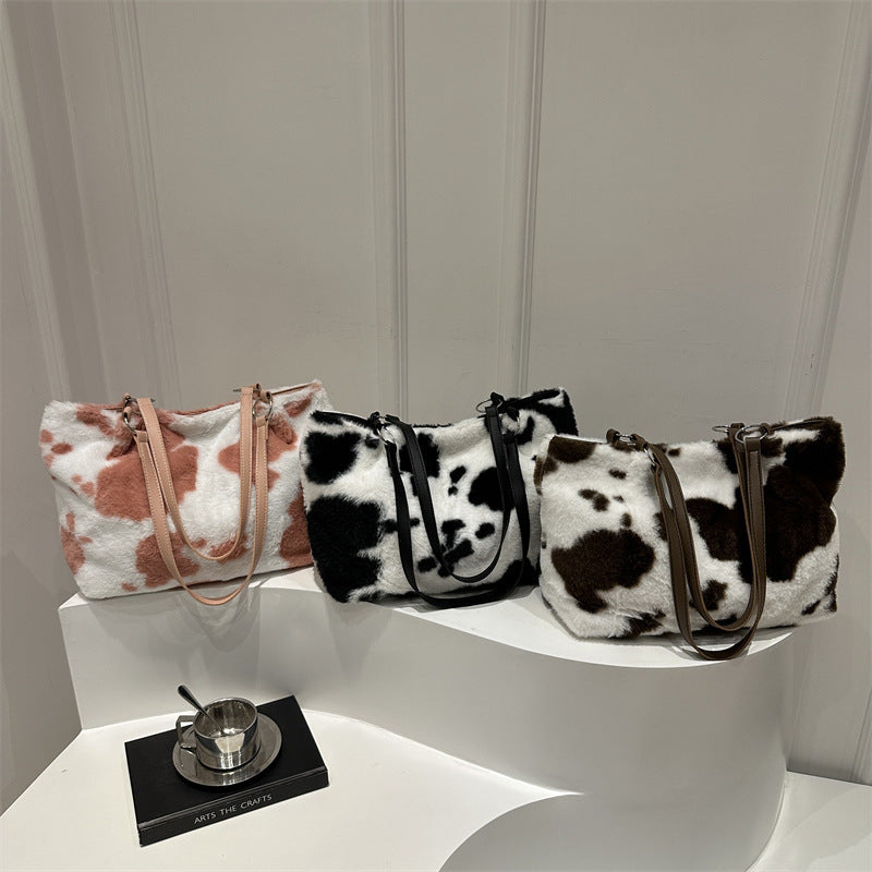 Fashion Casual Small Square Bag with Plush Underarm Design - fashion casual small square bag simple underarm plush