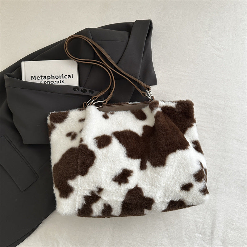 Fashion Casual Small Square Bag with Plush Underarm Design - fashion casual small square bag simple underarm plush
