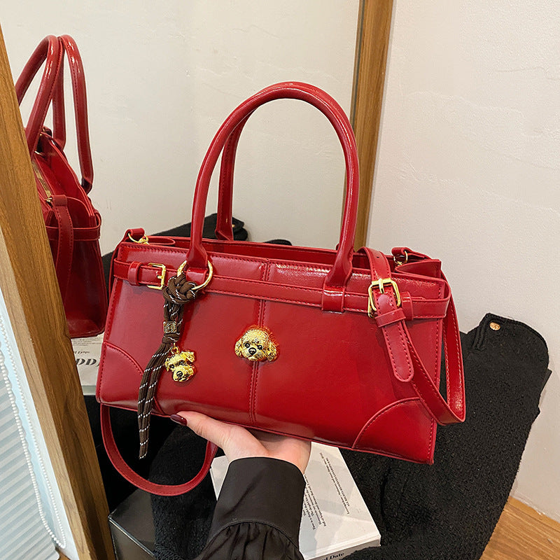 Fashion Colorblock Shoulder Bag with Contrast PU Suitcase Design - Teleplus fashion colorblock shoulder bag