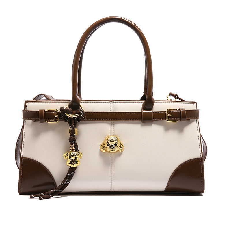 Fashion Colorblock Shoulder Bag with Contrast PU Suitcase Design - Teleplus fashion colorblock shoulder bag