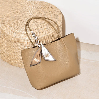 Fashion Commuter Large Capacity Totes with Tie Silk Scarf and PU Suitcase - Teleplus fashion commuter large capacity