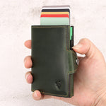 Fashion Crazy Horse Leather Card Holder with Buckle in Solid Colors - for Cool Cats crazy horse leather fashion