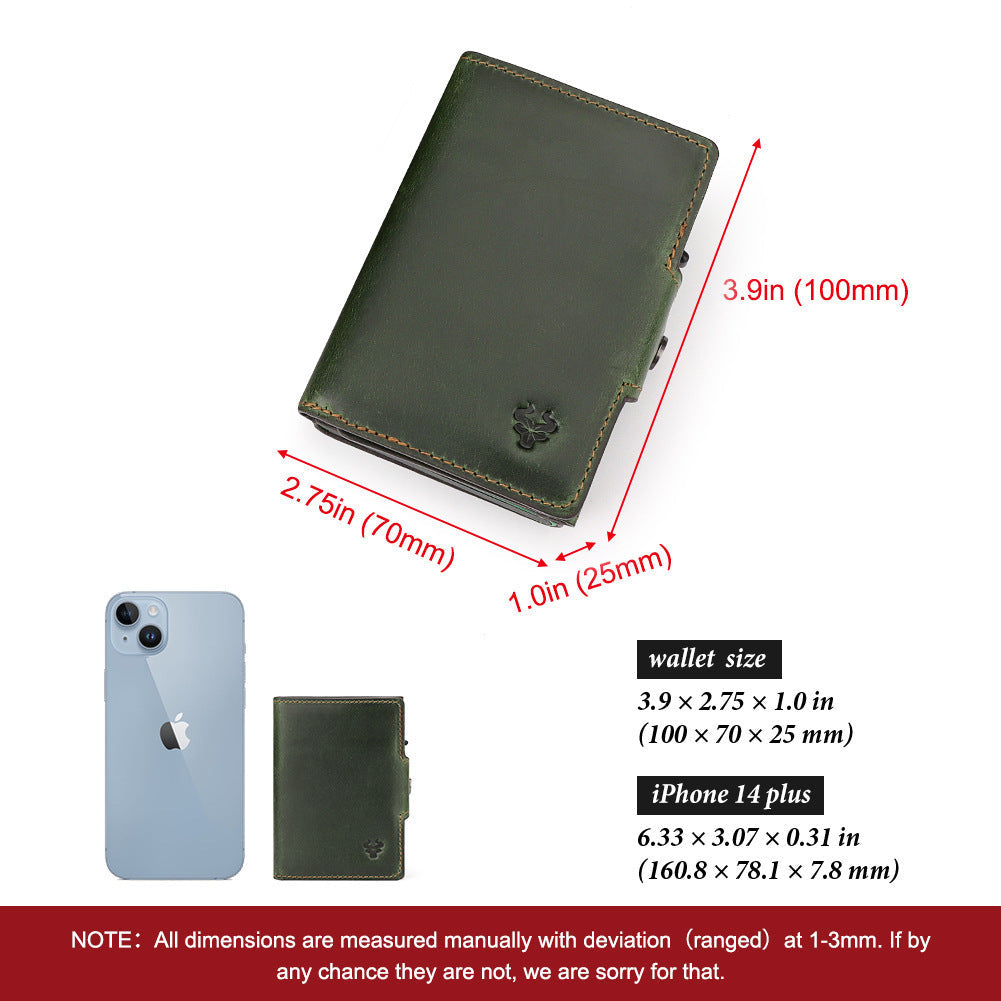 Fashion Crazy Horse Leather Card Holder with Buckle in Solid Colors - for Cool Cats crazy horse leather fashion