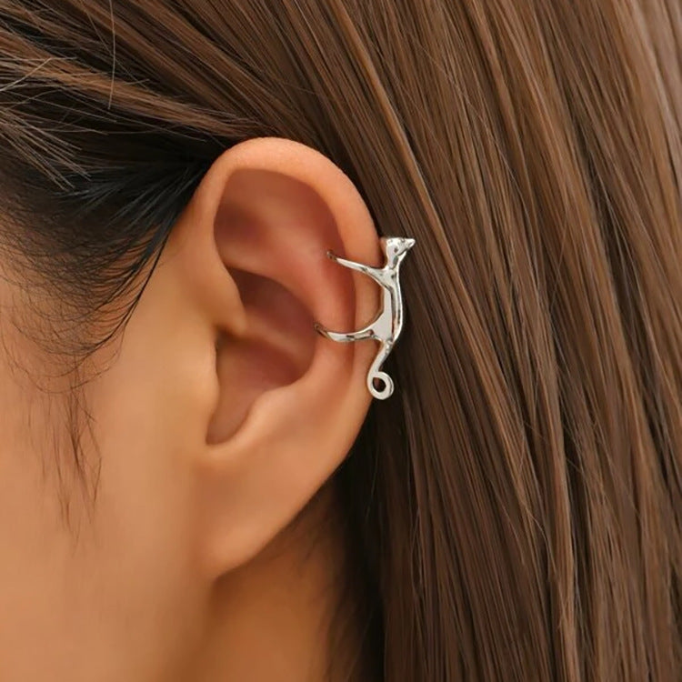 Electroplated Gold and Silver Ear Clips for Women with Cute Kitty Design in the United States - Bone Purr-fect Style