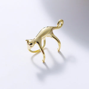 Electroplated Gold and Silver Ear Clips for Women with Cute Kitty Design in the United States - Bone Purr-fect Style