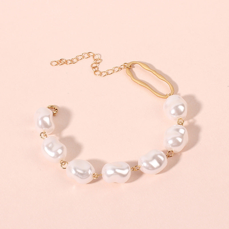 Fashion Creative Irregular Pearl Simplicity Personality Metal Bracelet - Fashion Creative Irregular Pearl Metal Bracelet