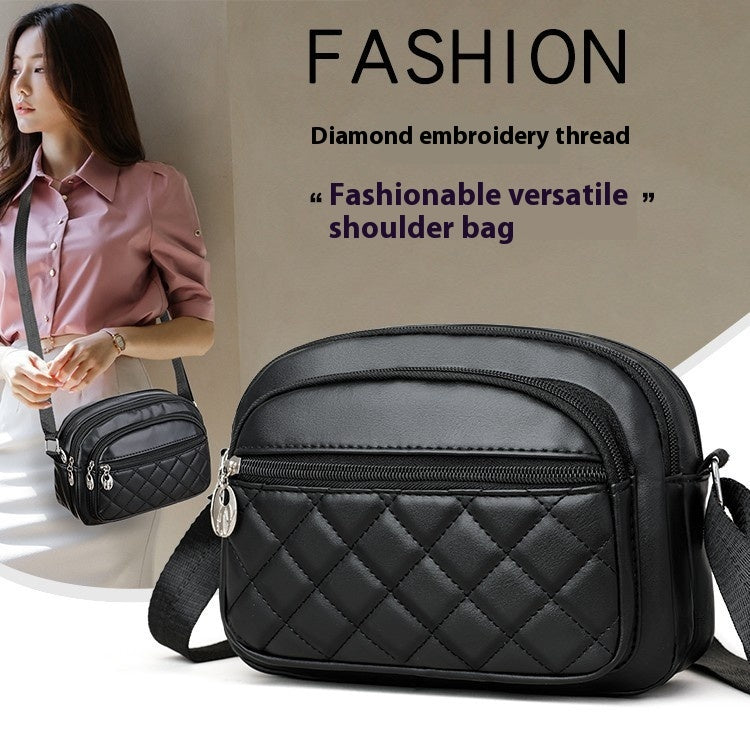 Fashion Crossbody Small Bag with Rhombus Design and Black PU Material - Teleplus fashion crossbody small square