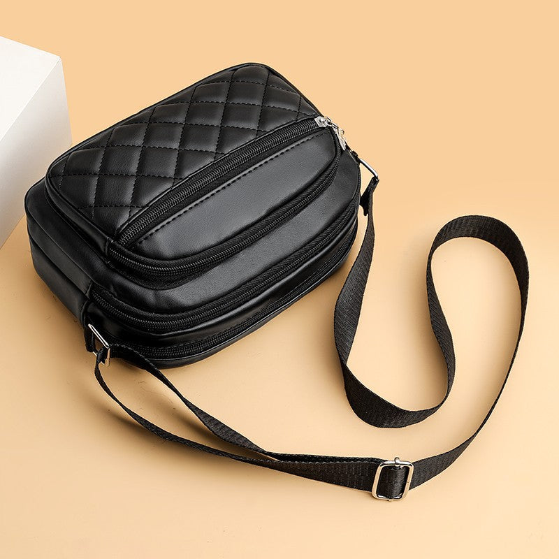 Fashion Crossbody Small Bag with Rhombus Design and Black PU Material - Teleplus fashion crossbody small square