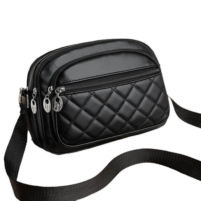 Fashion Crossbody Small Bag with Rhombus Design and Black PU Material - Teleplus fashion crossbody small square