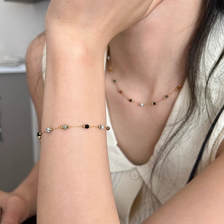 Natural Stone Electroplated Clavicle Chain Necklace for Fashion Design in the United States - Set united states chf