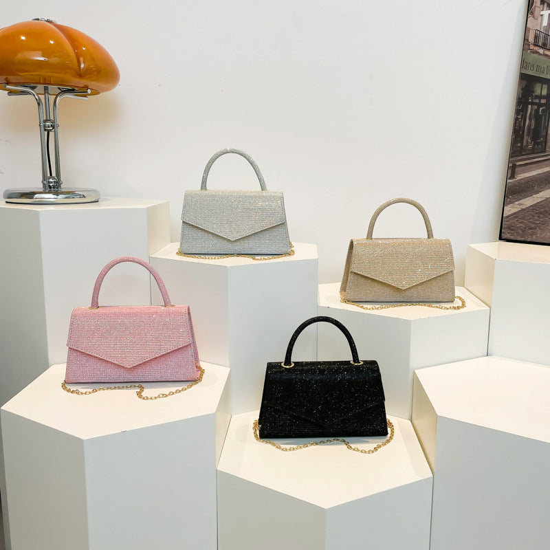 Fashion Diamond Small Square Bag with Synthetic Leather and Gold Detailing - Teleplus fashion diamond small square bag