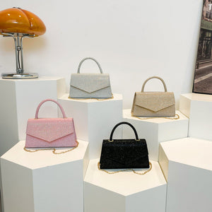 Fashion Diamond Small Square Bag with Synthetic Leather and Gold Detailing - Teleplus fashion diamond small square bag