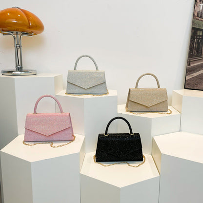 Fashion Diamond Small Square Bag with Synthetic Leather and Gold Detailing - Teleplus fashion diamond small square bag