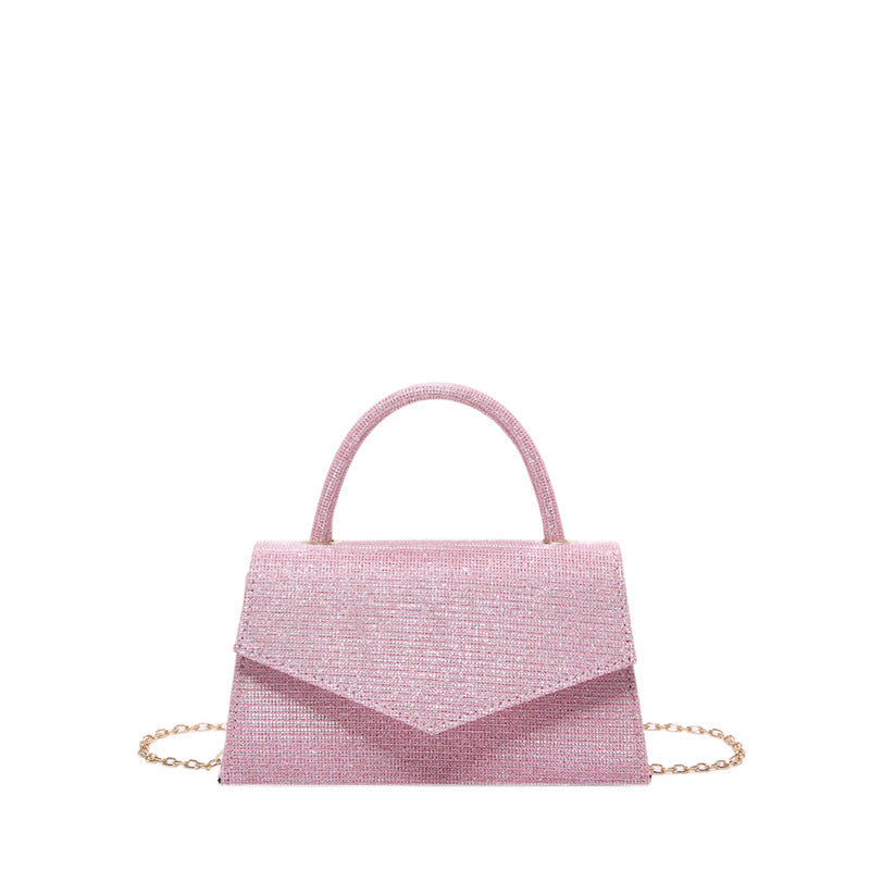 Fashion Diamond Small Square Bag with Synthetic Leather and Gold Detailing - Teleplus fashion diamond small square bag