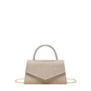 Fashion Diamond Small Square Bag with Synthetic Leather and Gold Detailing - Teleplus fashion diamond small square bag
