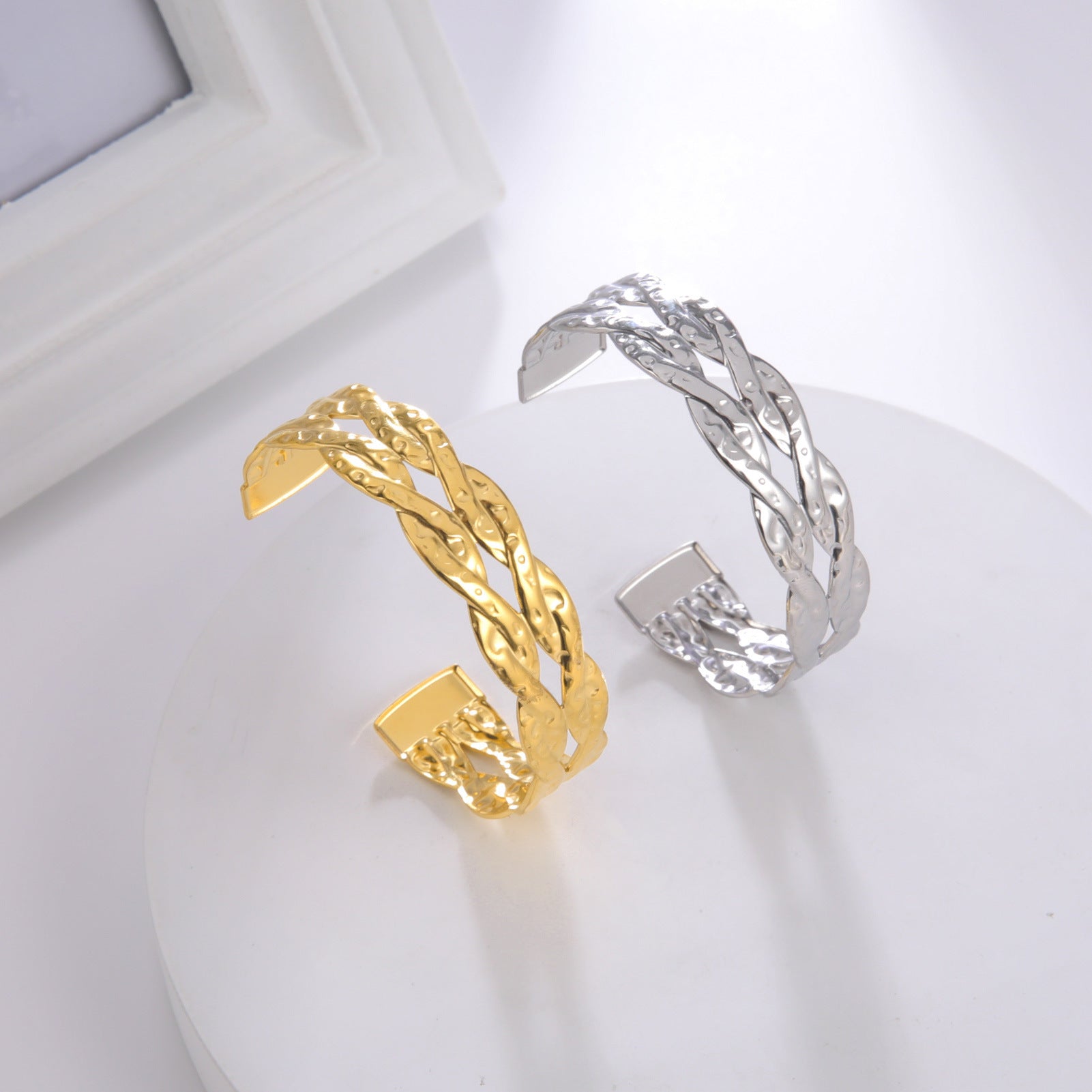 Fashion Double Twist Open Luxury With Fashion Bracelet - Luxury Fashion Double Twist Open Bracelet