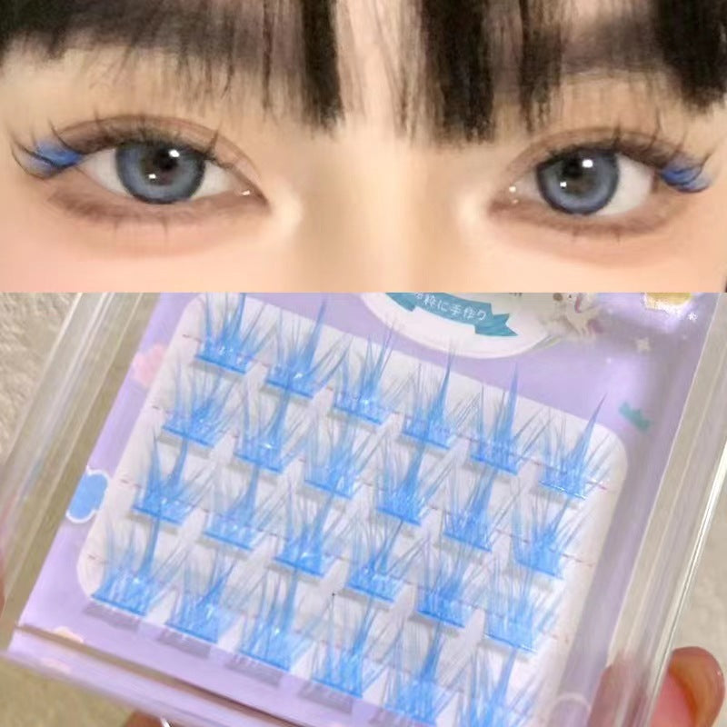 Fashion Fantasy Color False Eyelashes Set in Ice Heart Blue and Pink - fashion color fantasy false eyelashes
