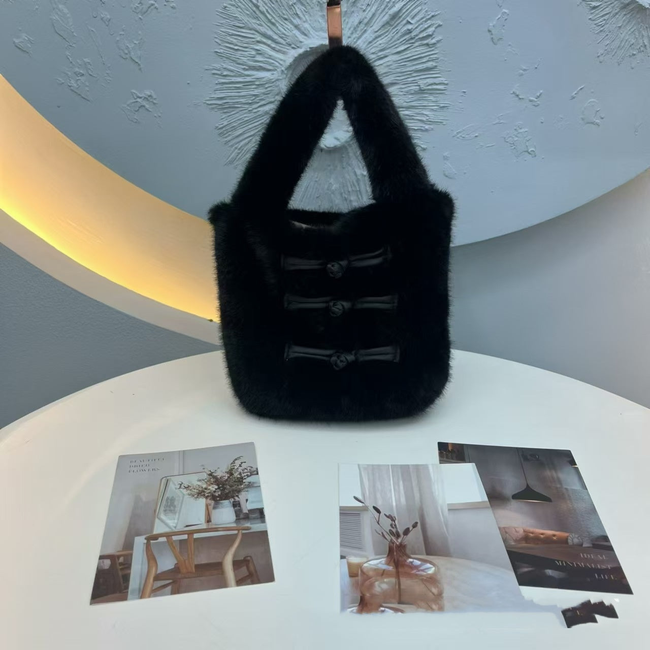 Fashion Fluffy Fluff Bag with Plush Outer Square Vertical Design - Teleplus bag fashion fluffy fluff