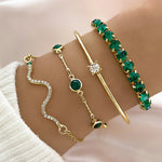 Fashion Green Grandmother Diamond Snake Style Alloy Bracelet Set - Teleplus fashion green grandmother diamond stretch