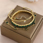 Fashion Green Grandmother Diamond Snake Style Alloy Bracelet Set - Teleplus fashion green grandmother diamond stretch
